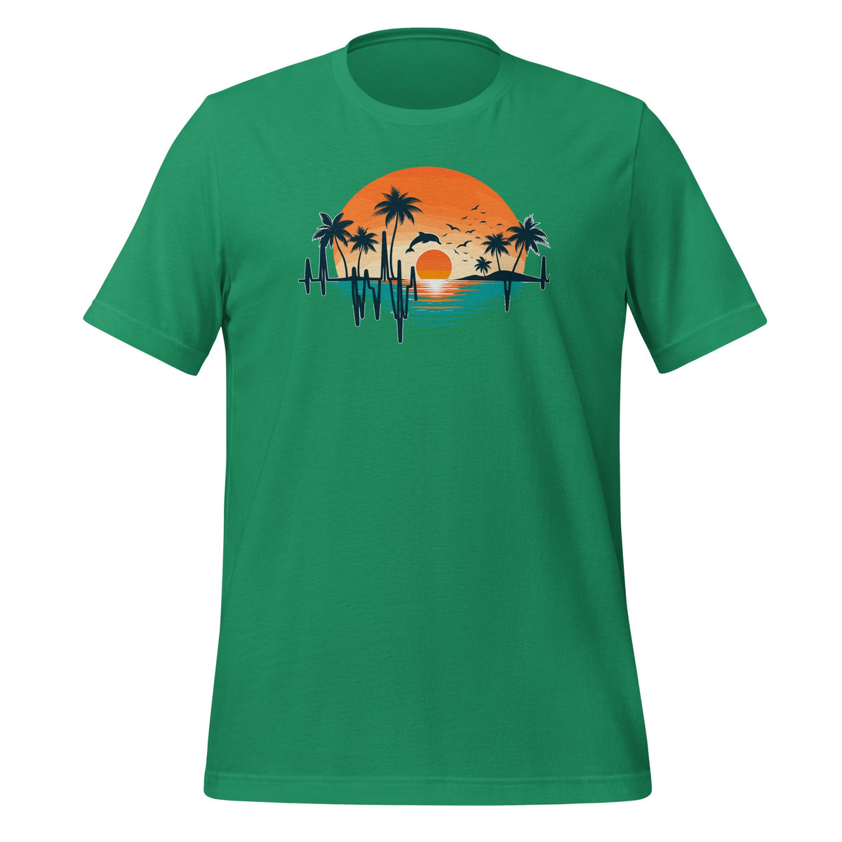 Heartbeat With Tropical Palm Trees Beach Island And Dolphin product image 6