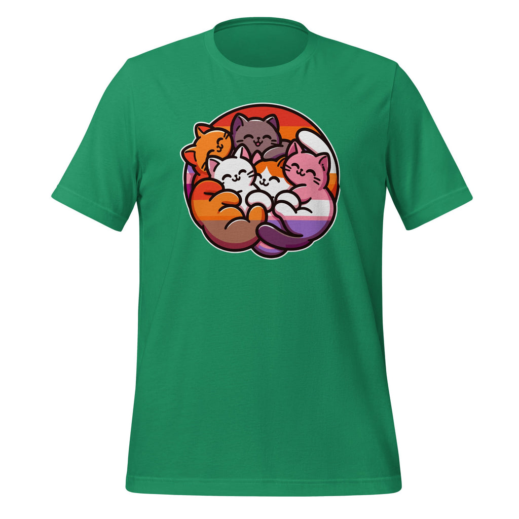 LGBTQ Lesbian Pride Flag Cats Pile Funny Unisex T-Shirt product image 6