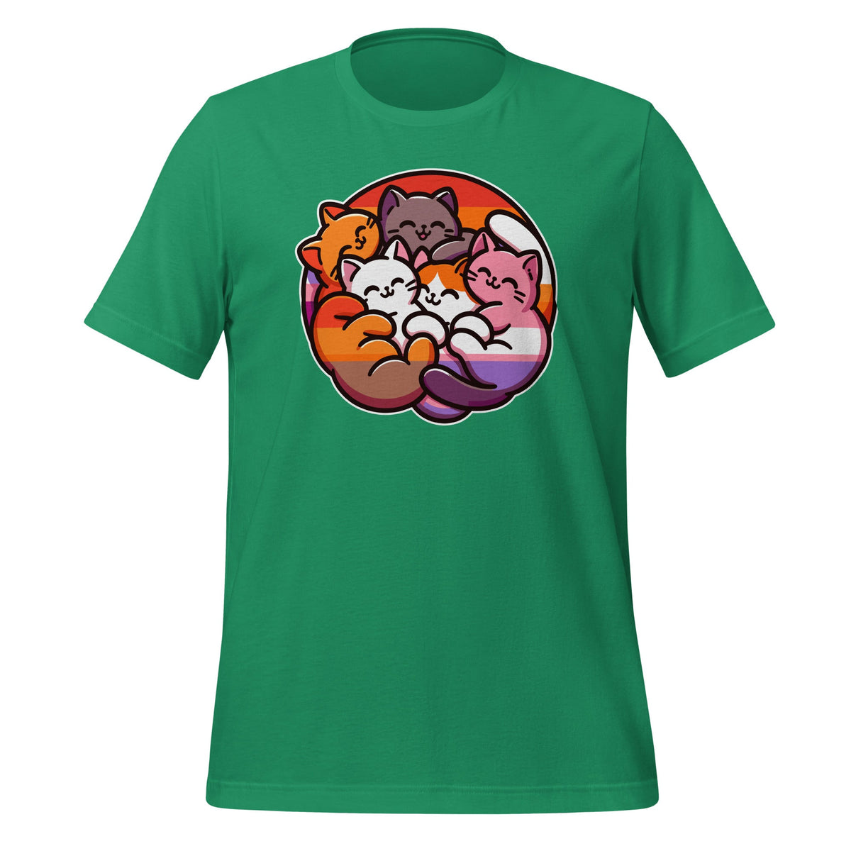 LGBTQ Lesbian Pride Flag Cats Pile Funny Unisex T-Shirt product image 6