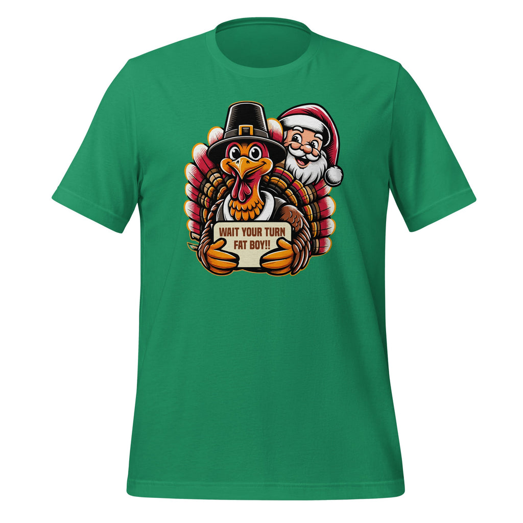 Fun Thanksgiving Wait For Your Turn Fat Santa Christmas Boy product image 5