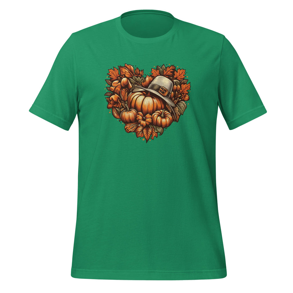 Thanksgiving Food Heart Fall Autumn Pumpkin Pie Pilgrim Hat Unisex T-Shirt