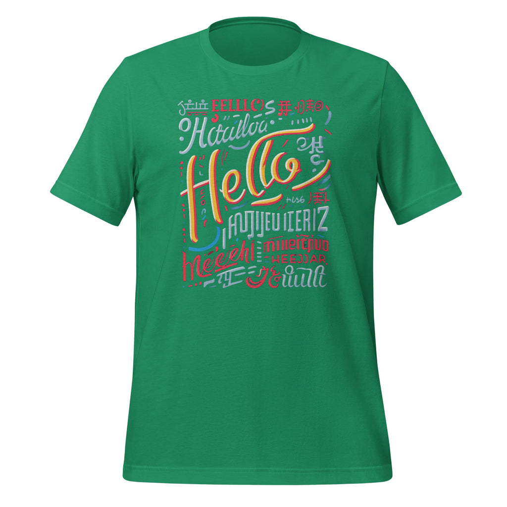 Hello in 22 Different Languages Word ESL World Day Unisex product image 5