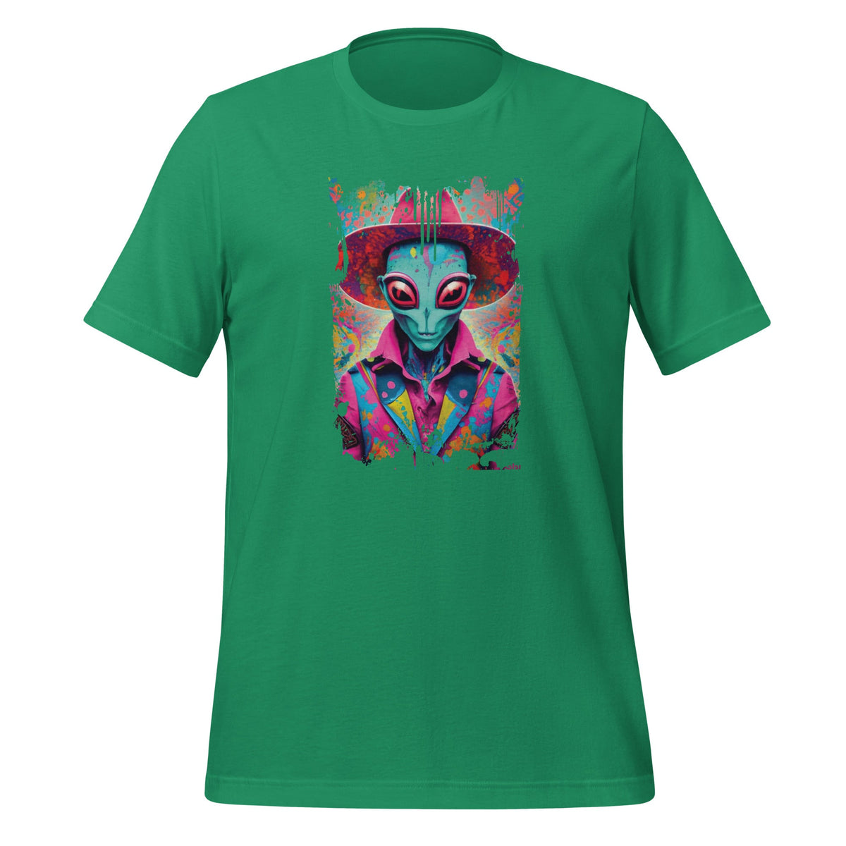 Alien Pink Cowboy Hat Paint Drip Cowgirl Unisex T-Shirt