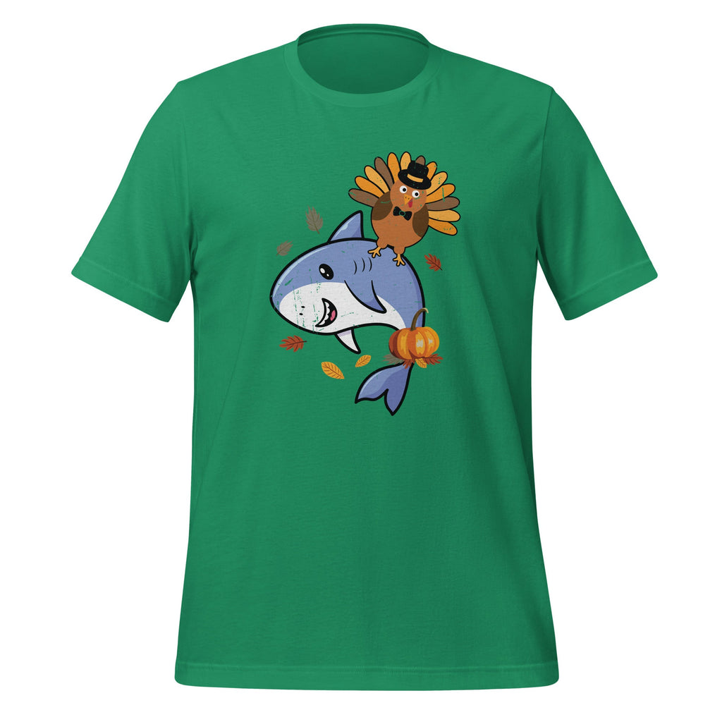 Thanksgiving Turkey Riding Shark Funny Boys Girls Unisex product image 5