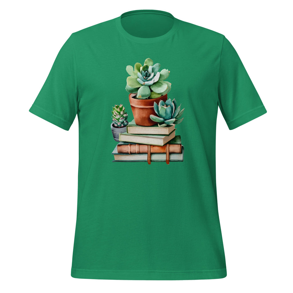 Watercolor Succulents and Books Creative Art Unisex T-Shirt product image 5