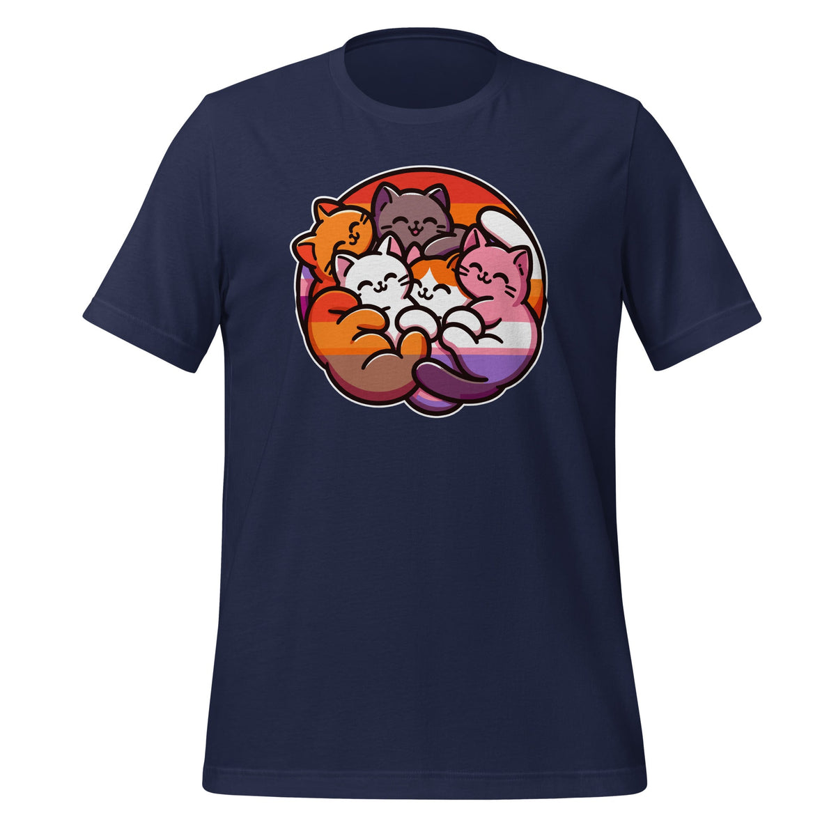 LGBTQ Lesbian Pride Flag Cats Pile Funny Unisex T-Shirt product image 3