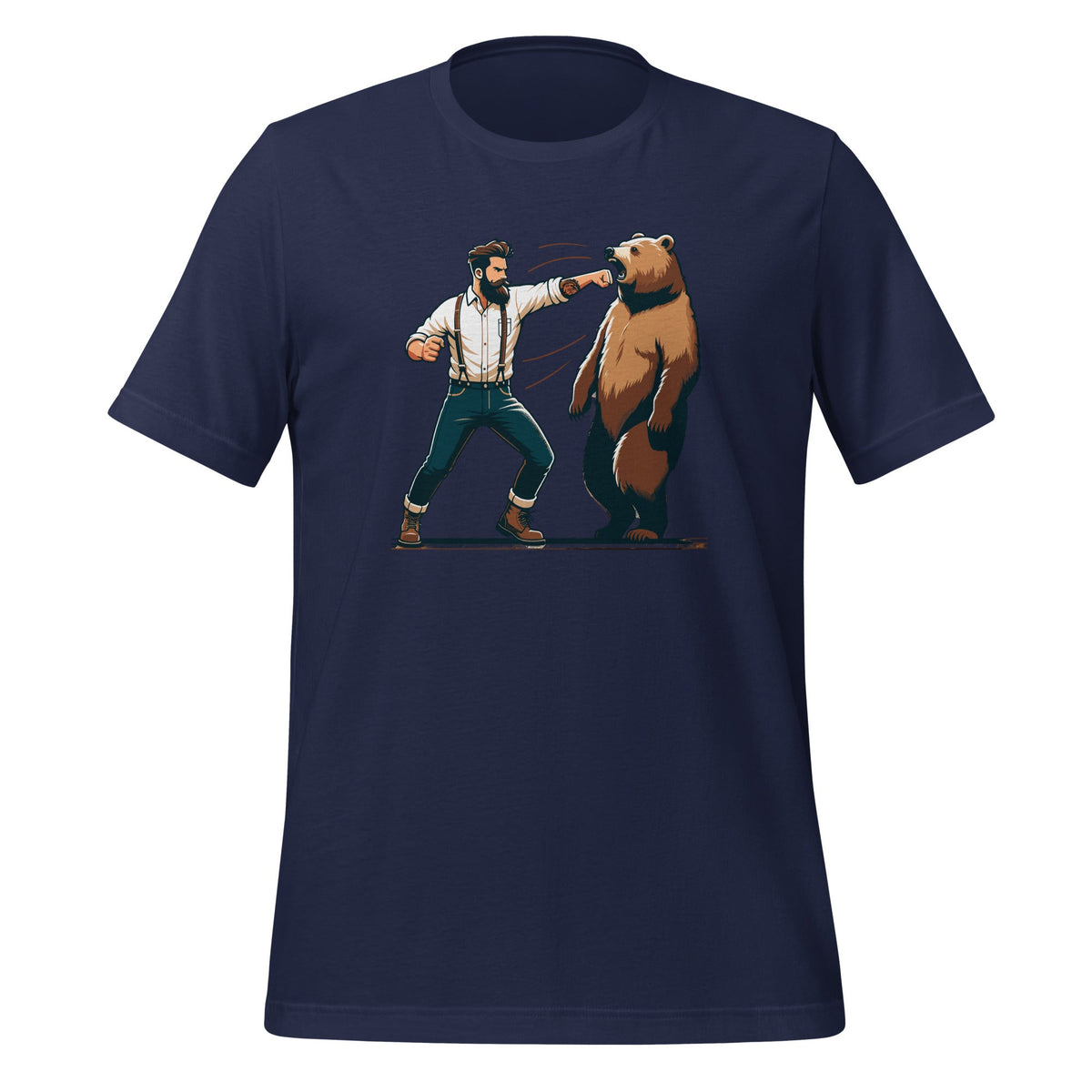 Funny Man Punching Bear Hunting Camping Wildlife Unisex product image 3