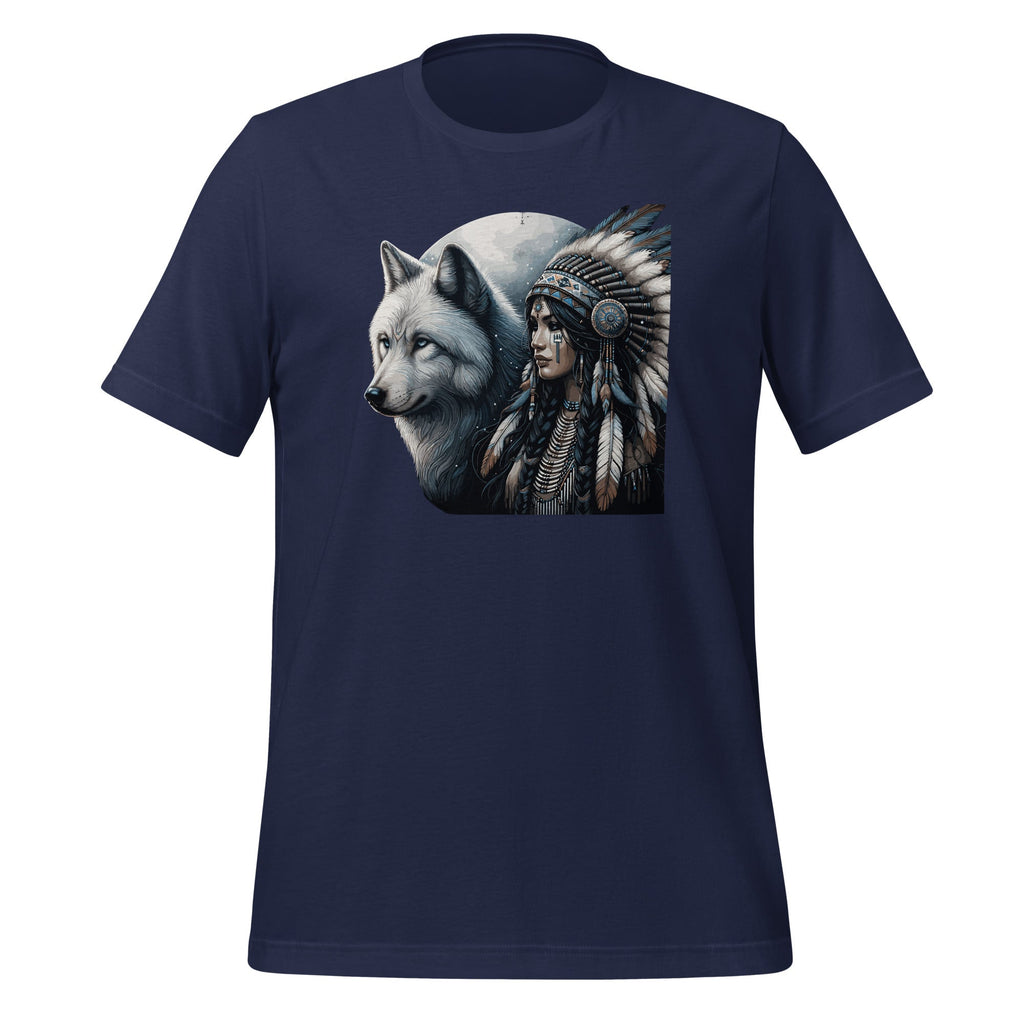 Indian Native American Woman With White Wolf Vintage Unisex product image 3