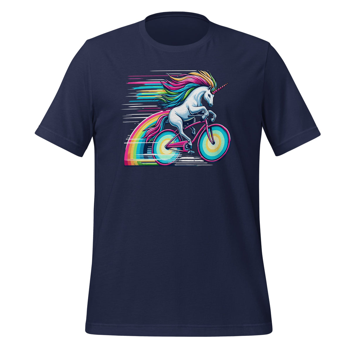 Unicorn Riding Bicycle Rainbow Cycling Unisex T-Shirt product image 3