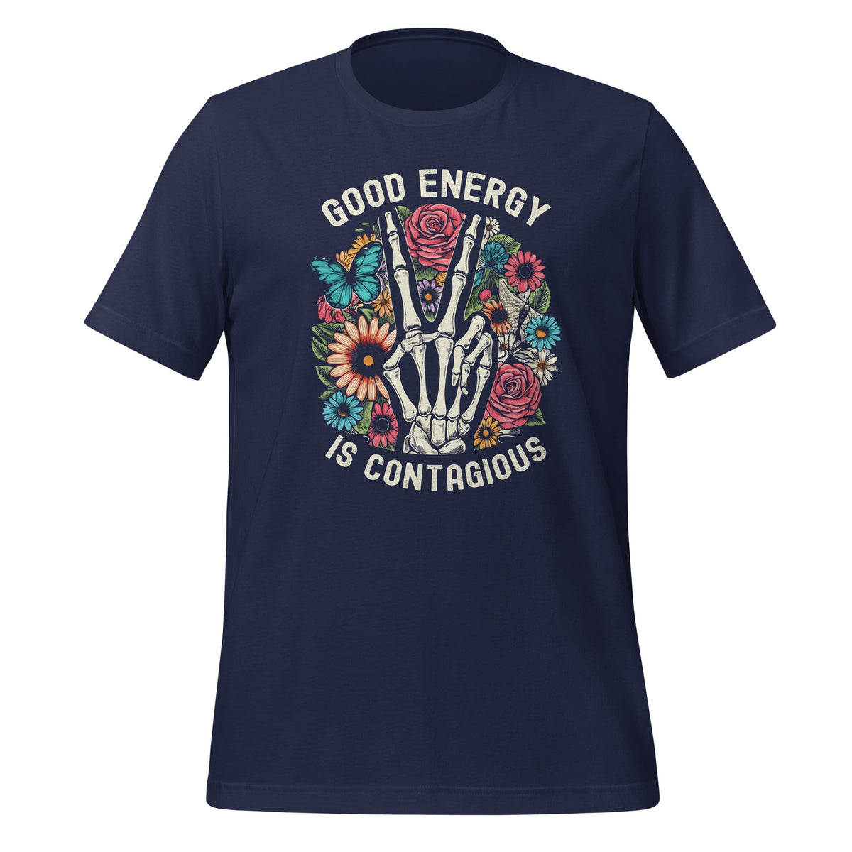 Good Energy Is Contagious Floral Flower Skeleton Hand product image 3