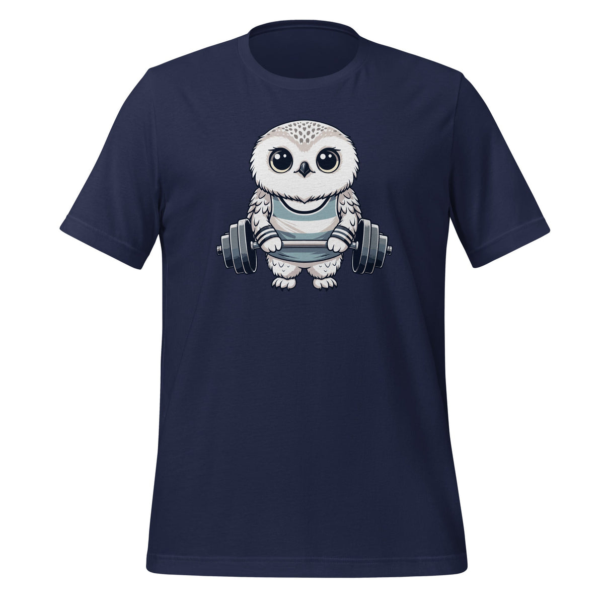 Cute Snowy Owl Workout Barbell Fitness Lover Unisex T-Shirt product image 3