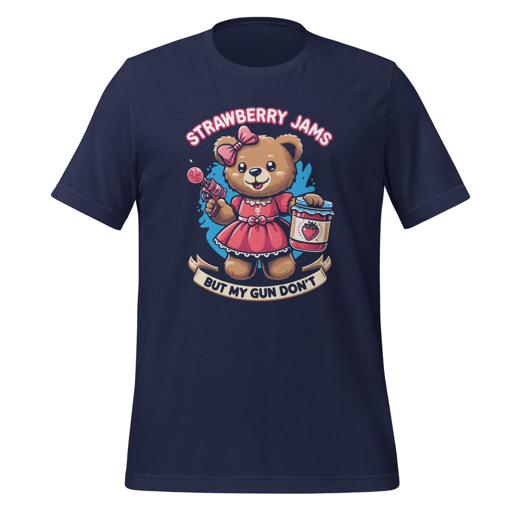 Strawberry Jams But My Gun Don't Funny Meme Unisex T-Shirt product image 3