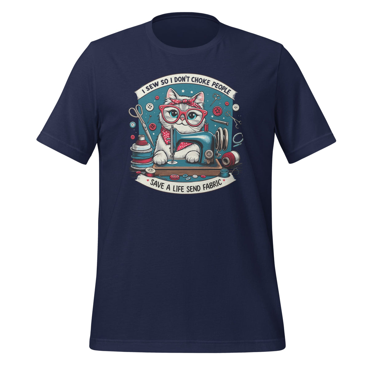 Cat I Sew So I Don’t Choke People Save A Life Send Fabric product image 3