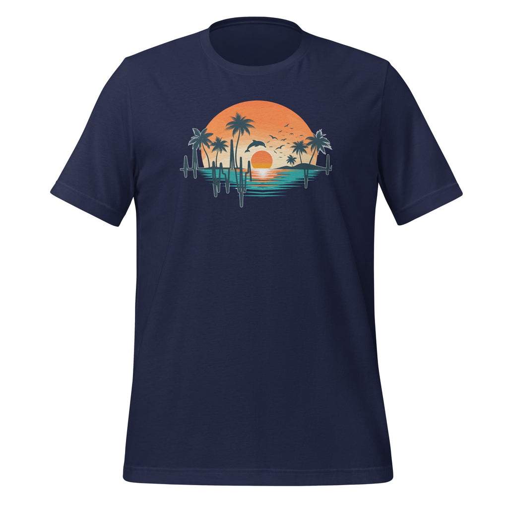 Heartbeat With Tropical Palm Trees Beach Island And Dolphin product image 3