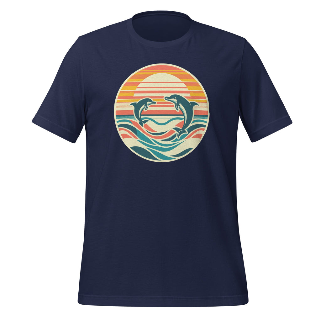Vintage Retro Summer Time Beach Dolphin Day Unisex T-Shirt product image 3