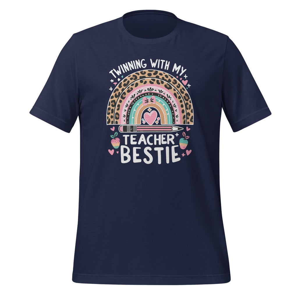 Boho Rainbow Twinning With My Teacher Bestie Unisex T-Shirt product image 3