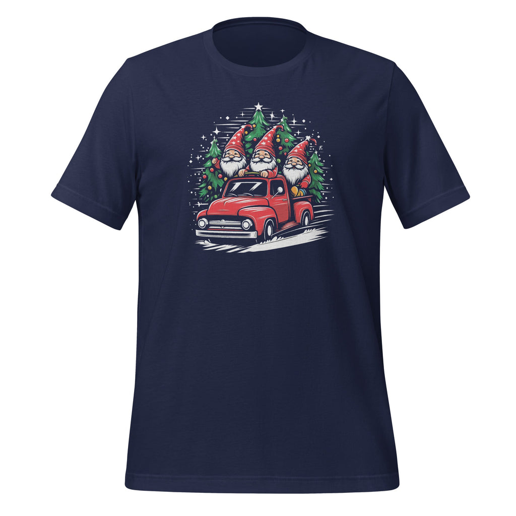 Three Gnomes in Red Truck With Merry Christmas Tree Unisex product image 2
