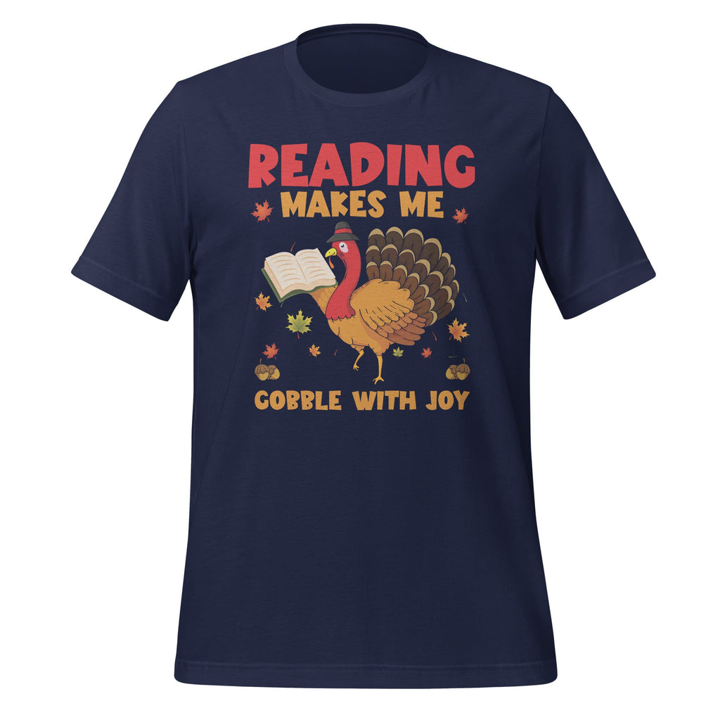 Reading Makes Me Gobble With Joy Turkey Book Unisex T-Shirt product image 2