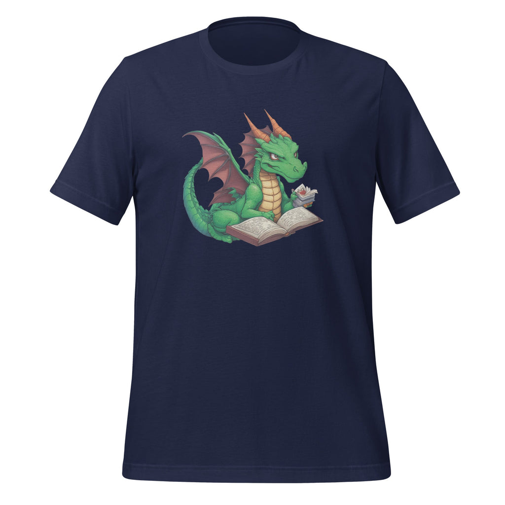 Dragon Wearing Glasses Reading A Book Unisex T-Shirt product image 2