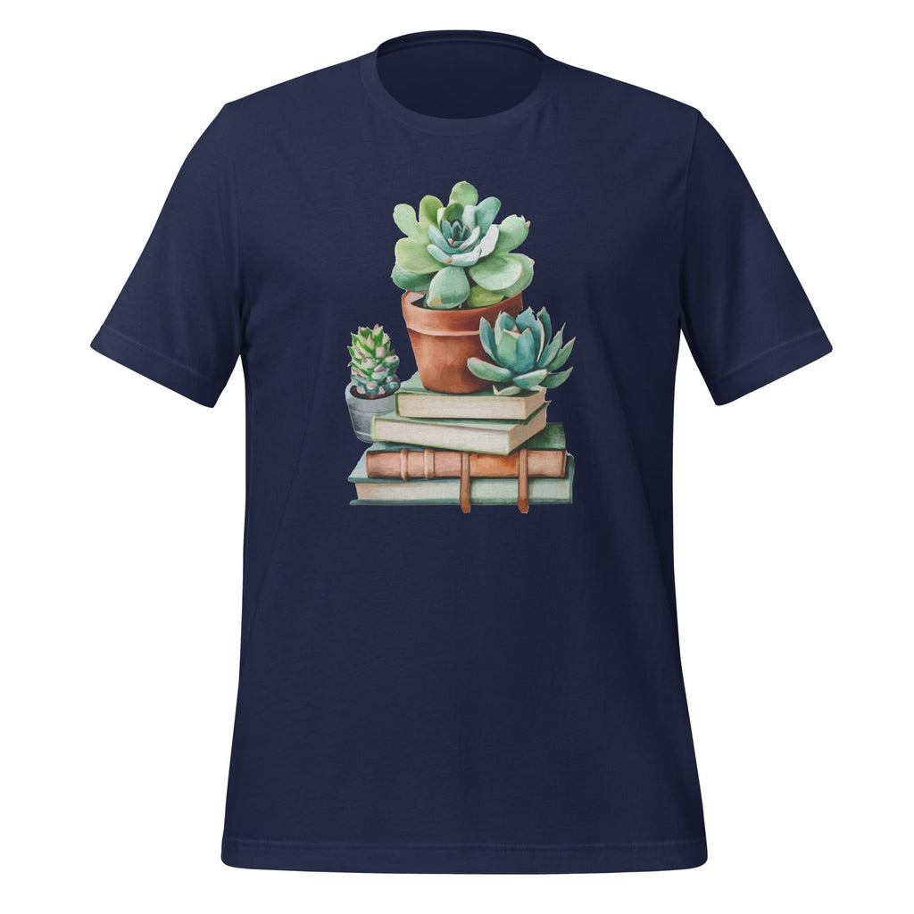 Watercolor Succulents and Books Creative Art Unisex T-Shirt product image 2