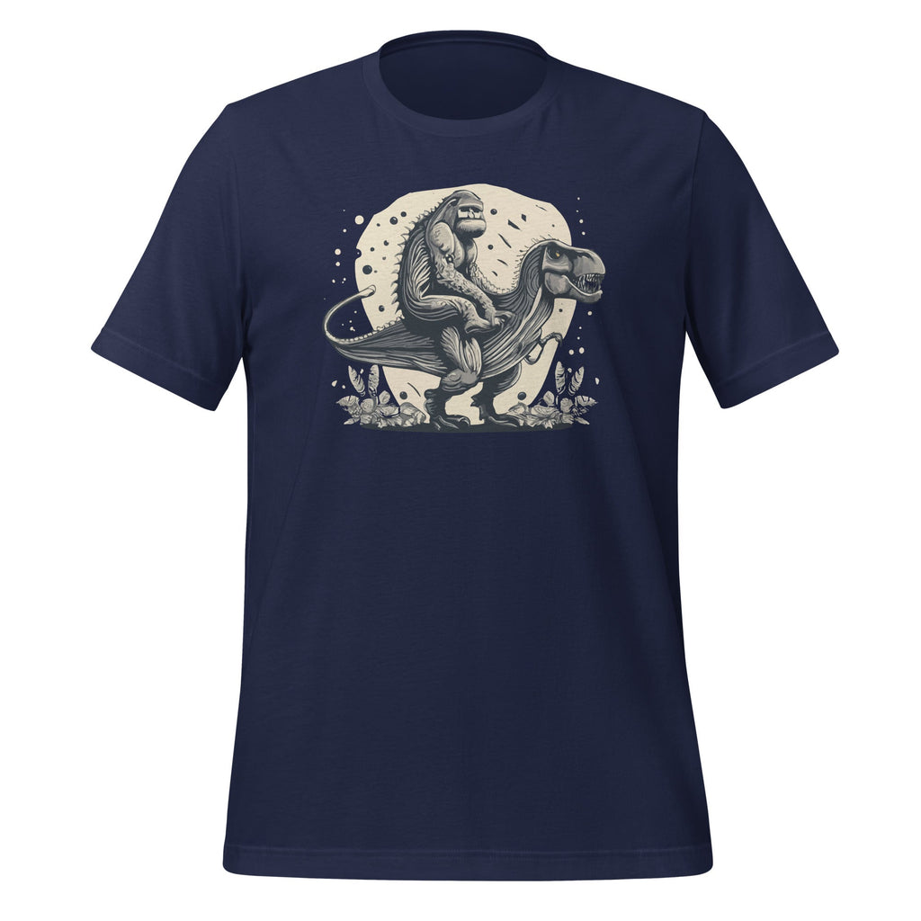 Funny Bigfoot Riding T Rex Dinosaur Sasquatch Unisex T-Shirt product image 2