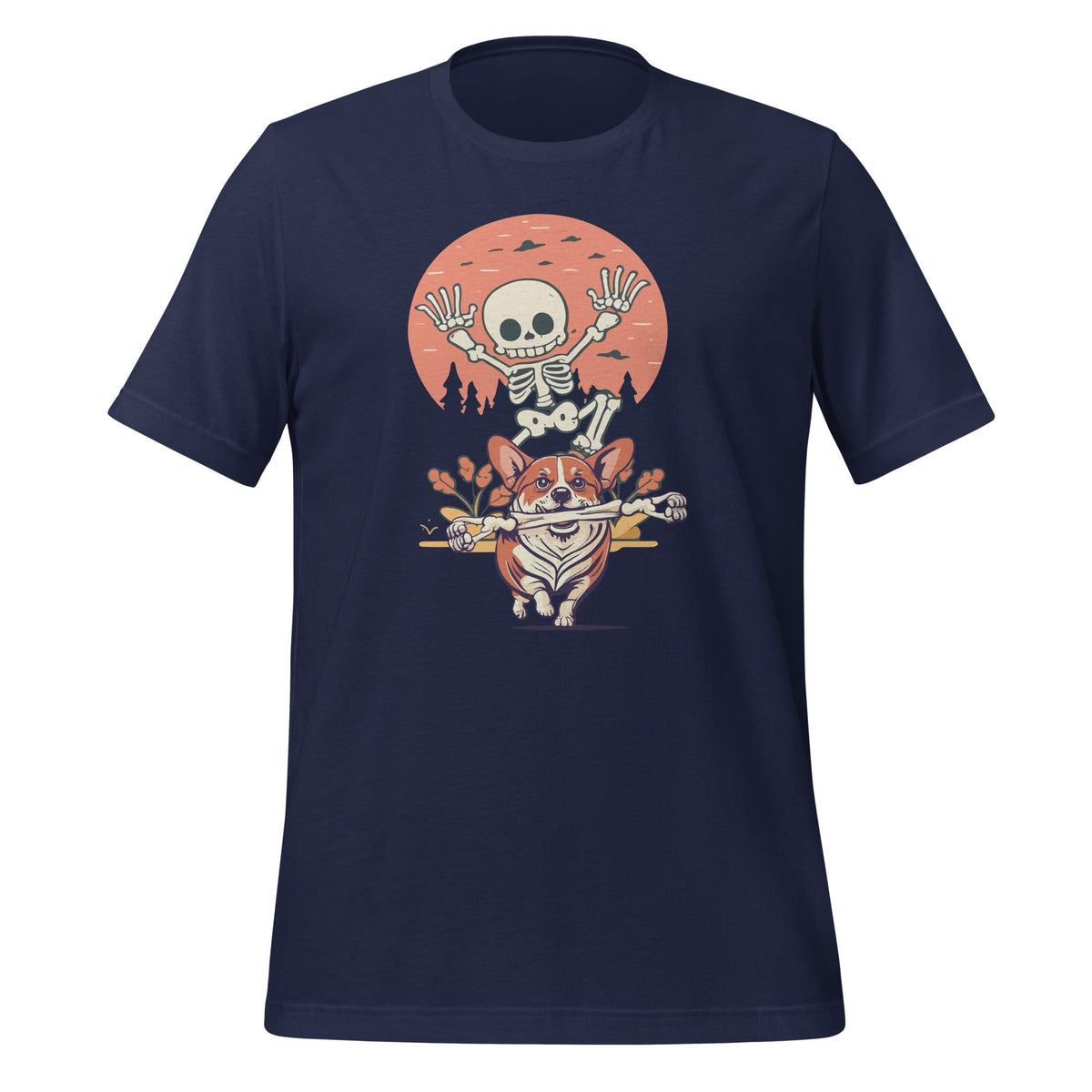 Naughty Corgi Dog Funny Skeleton Halloween Unisex T-Shirt product image 2