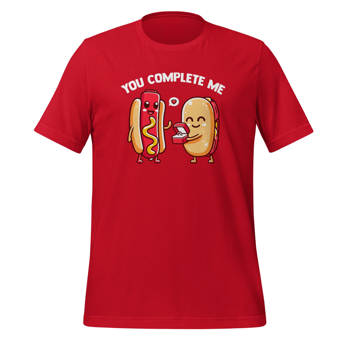 You Complete Me Hot Dog and Bun Funny Couples Unisex T-Shirt product image 4