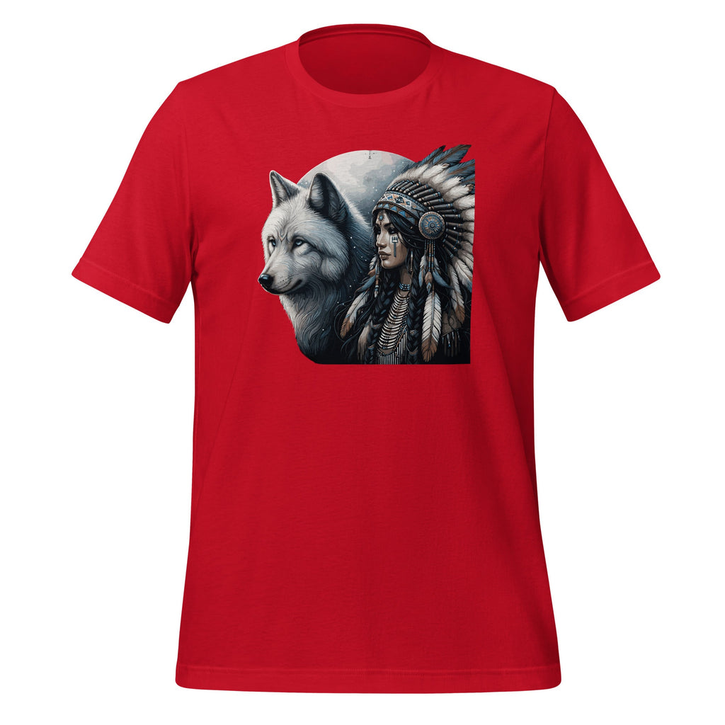 Indian Native American Woman With White Wolf Vintage Unisex product image 4