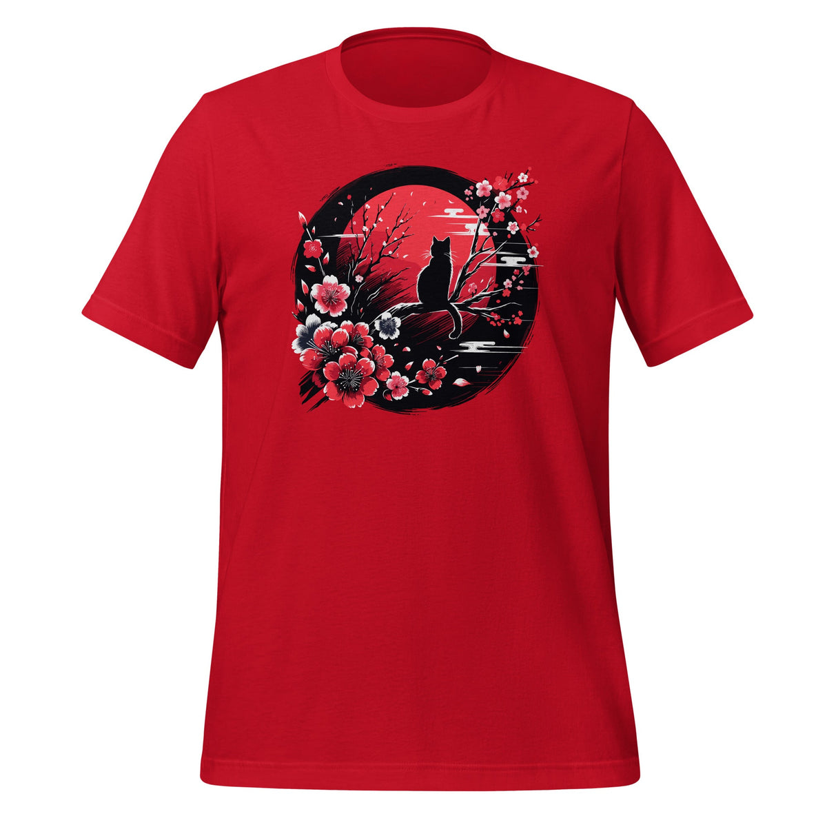 Japanese Ink Painting Cat Cherry Blossom Flower Sun Unisex product image 4