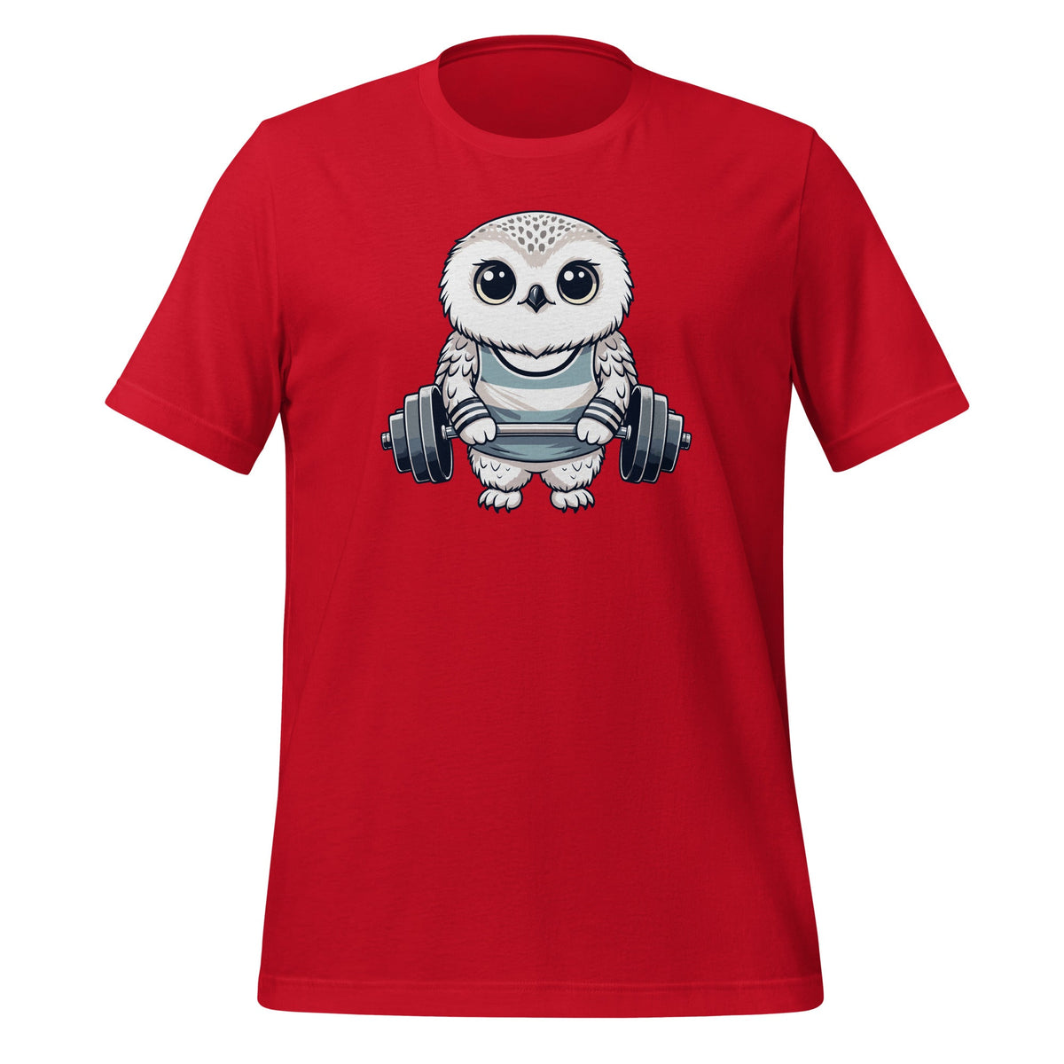 Cute Snowy Owl Workout Barbell Fitness Lover Unisex T-Shirt product image 4