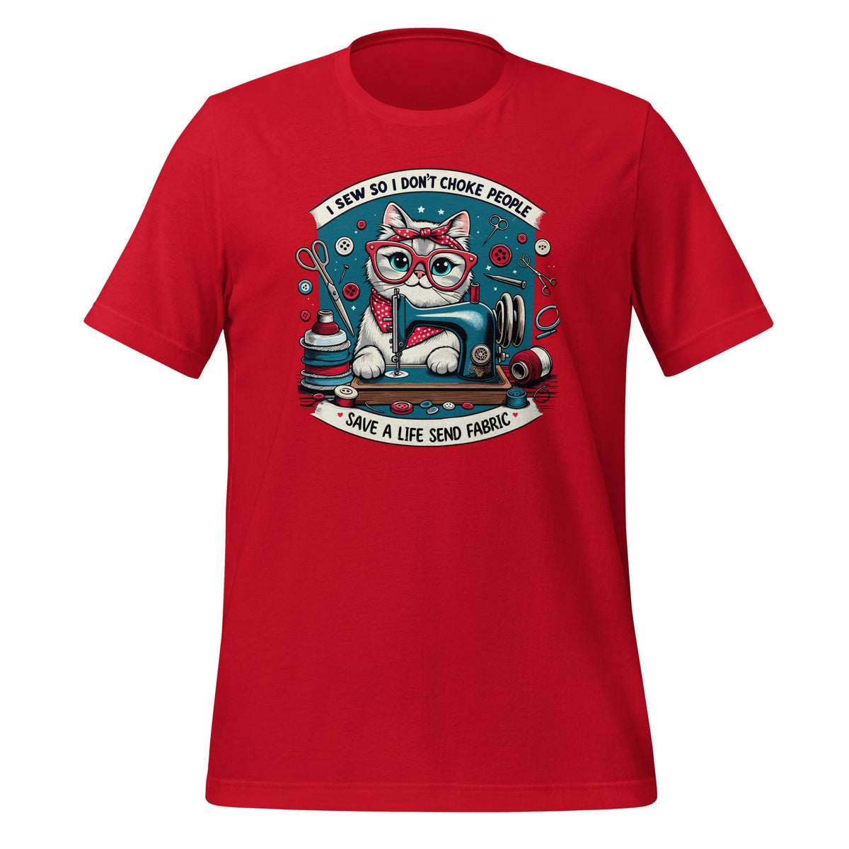 Cat I Sew So I Don’t Choke People Save A Life Send Fabric product image 4