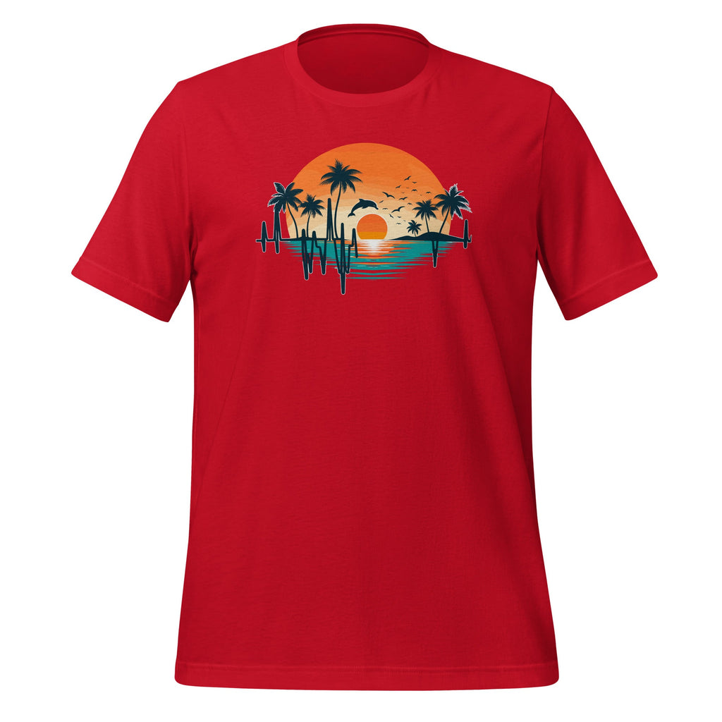Heartbeat With Tropical Palm Trees Beach Island And Dolphin product image 4