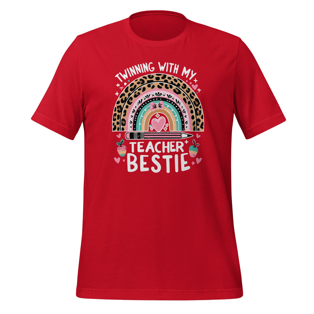 Boho Rainbow Twinning With My Teacher Bestie Unisex T-Shirt product image 4