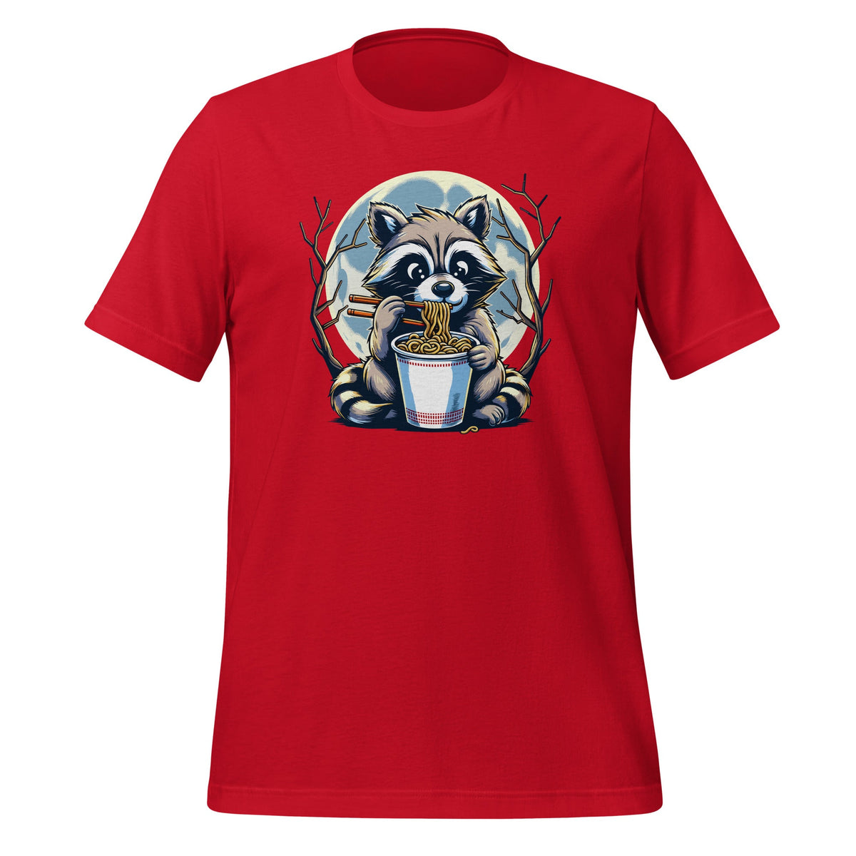 Raccoon Eating Instant Noodle Cup Funny Animal Graphic Unisex t-Shirt