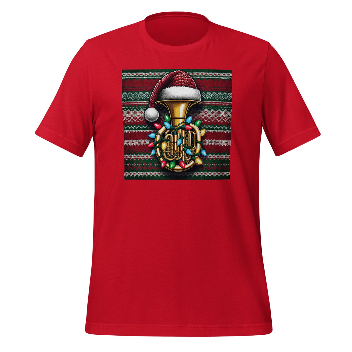 Tuba Musical Christmas Lights Santa Hat Musical Ugly Xmas Unisex T-Shirt