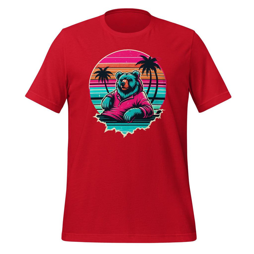 Vaporwave Synthwave Surfer Surfing Bear Beach Grizzly product image 3