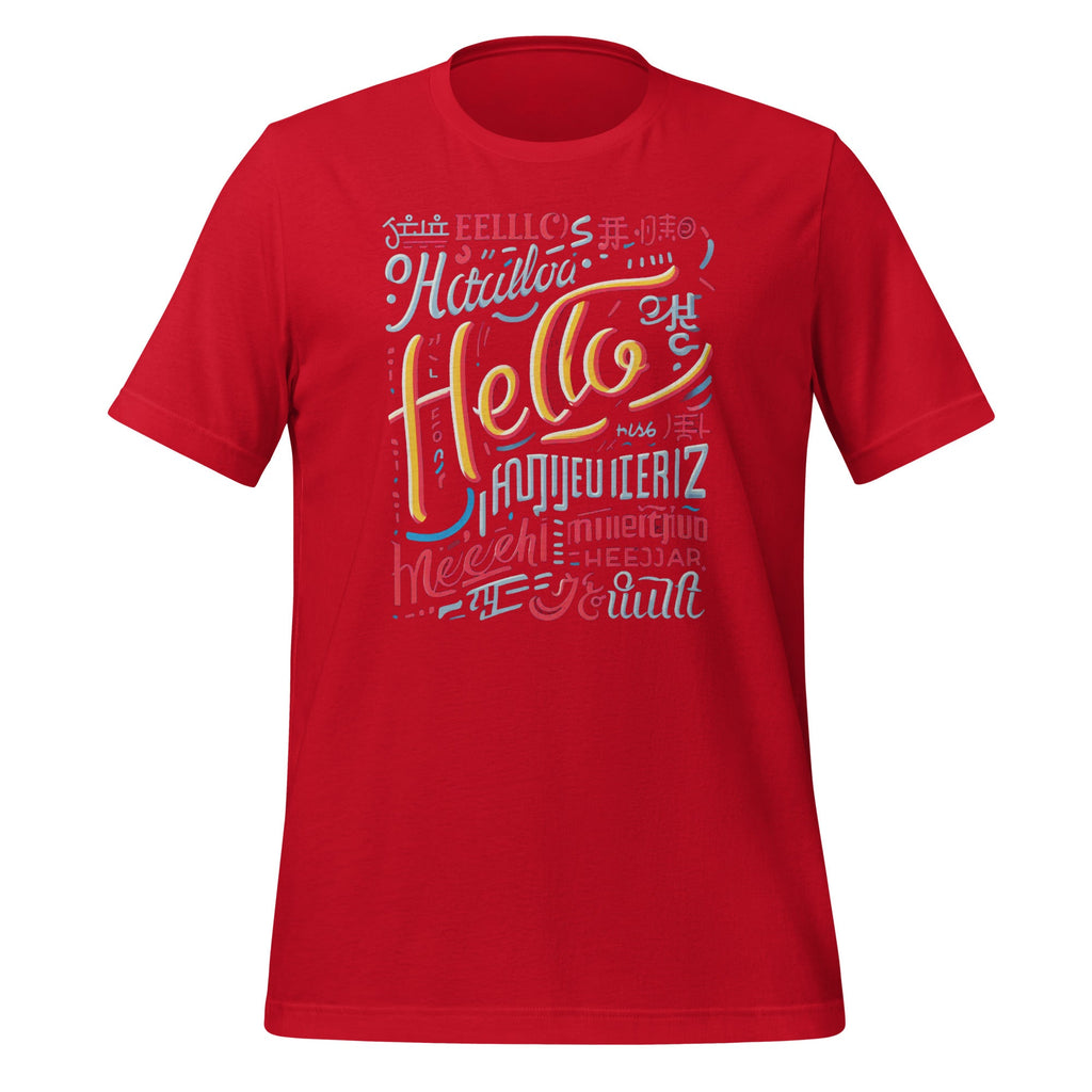 Hello in 22 Different Languages Word ESL World Day Unisex product image 3