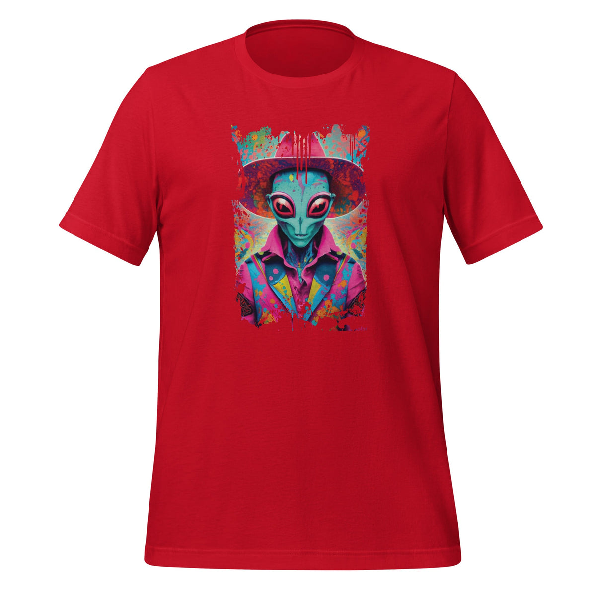 Alien Pink Cowboy Hat Paint Drip Cowgirl Unisex T-Shirt