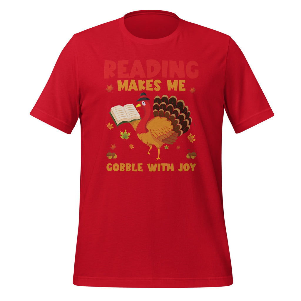 Reading Makes Me Gobble With Joy Turkey Book Unisex T-Shirt product image 3