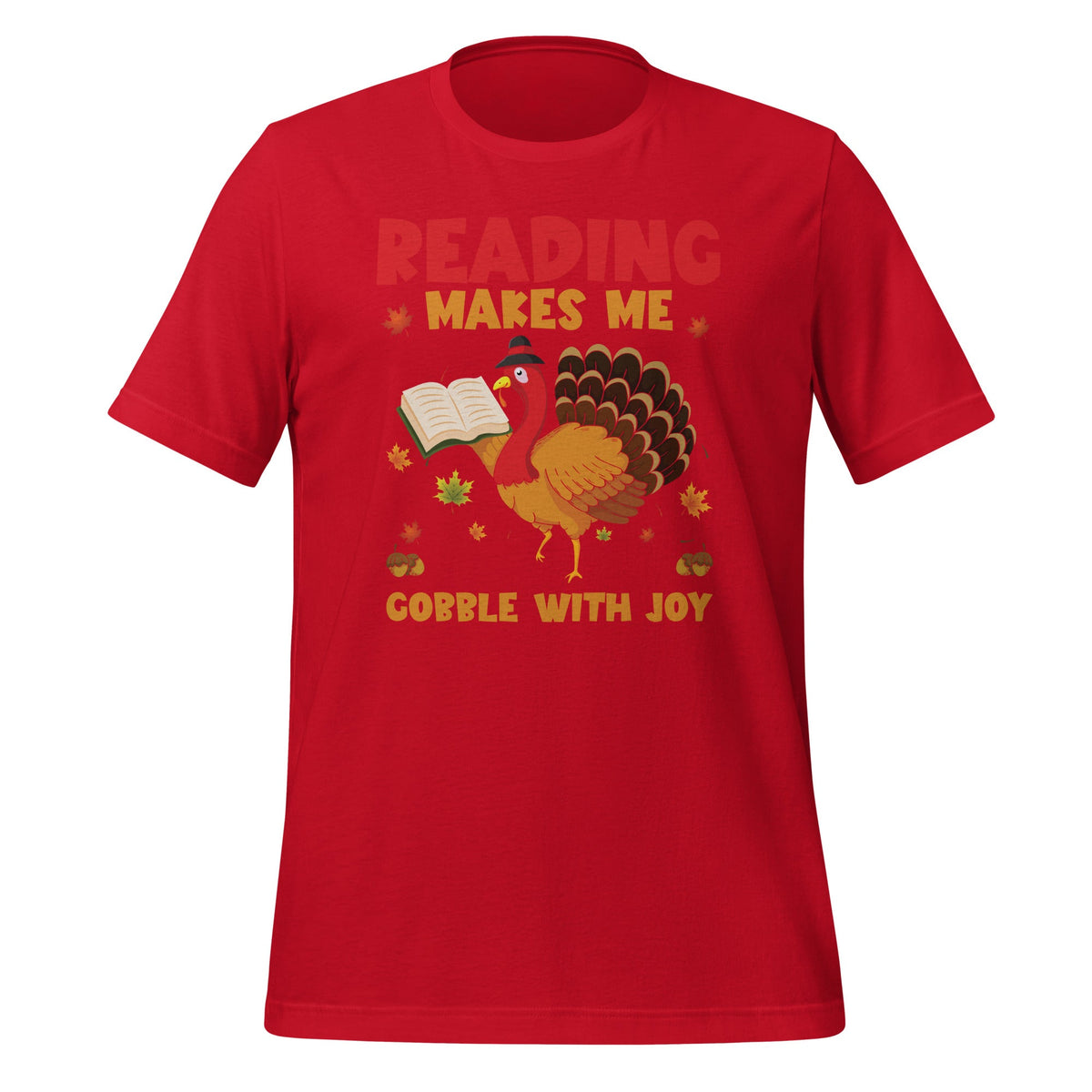Reading Makes Me Gobble With Joy Turkey Book Unisex T-Shirt product image 3