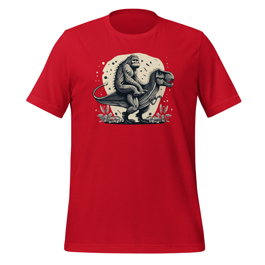 Funny Bigfoot Riding T Rex Dinosaur Sasquatch Unisex T-Shirt product image 3
