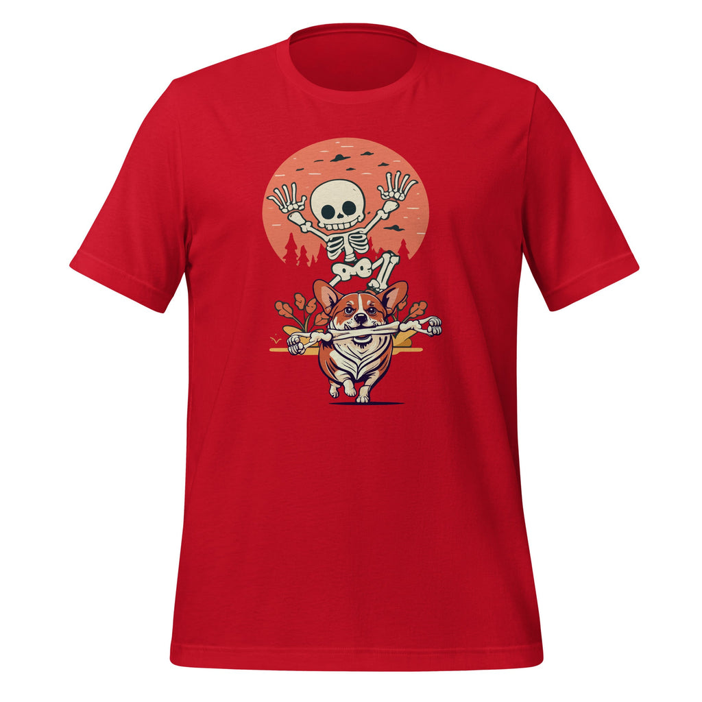 Naughty Corgi Dog Funny Skeleton Halloween Unisex T-Shirt product image 3