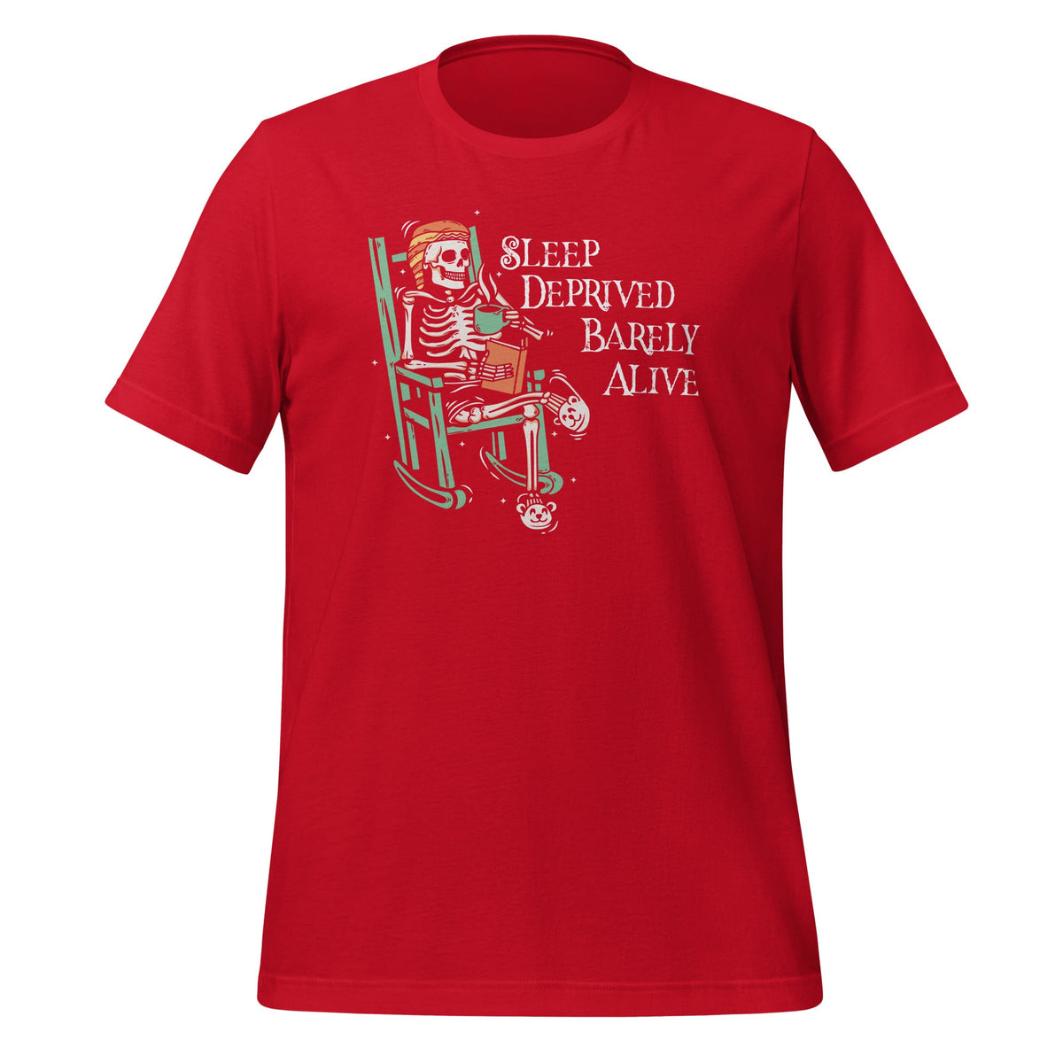 Sleep Deprived Barely Alive Funny Skeleton Unisex T-Shirt product image 4