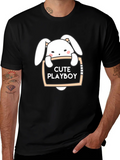 Cute Playboy Bunny Black T-Shirt product image 1