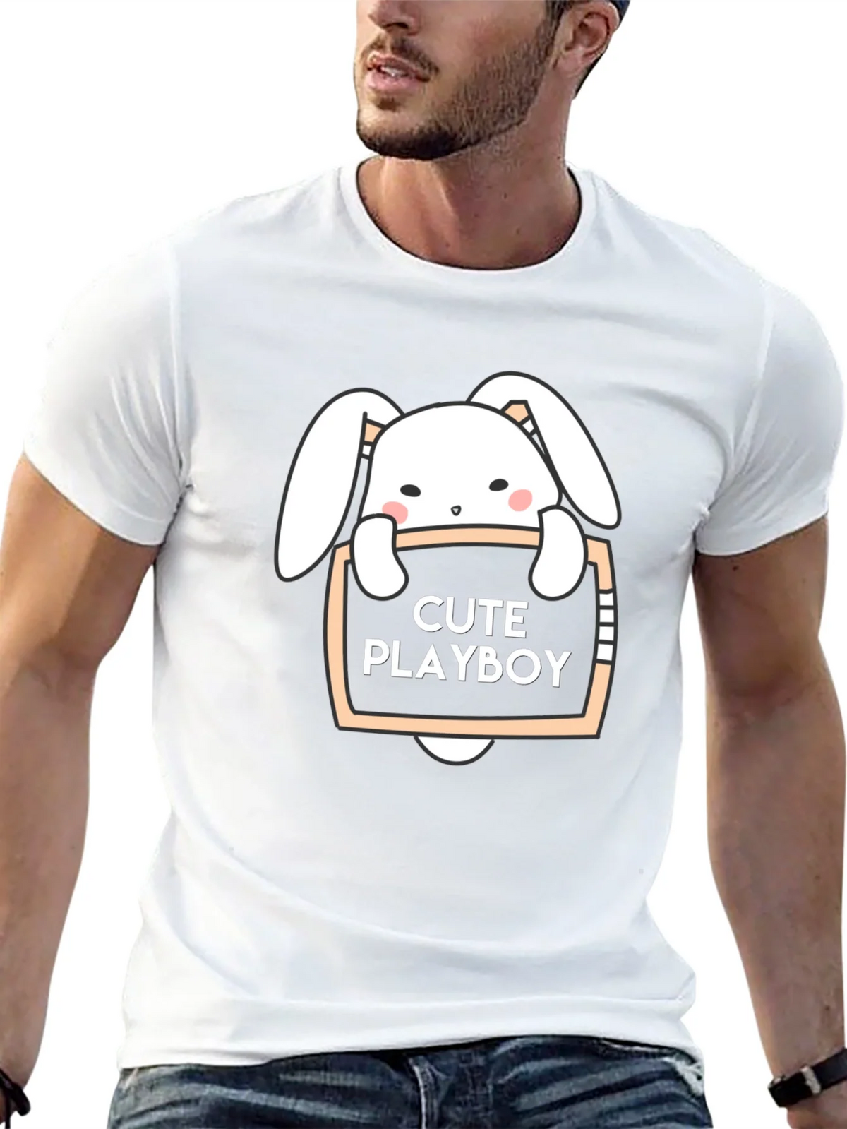 Cute Playboy Bunny Black T-Shirt product image 12