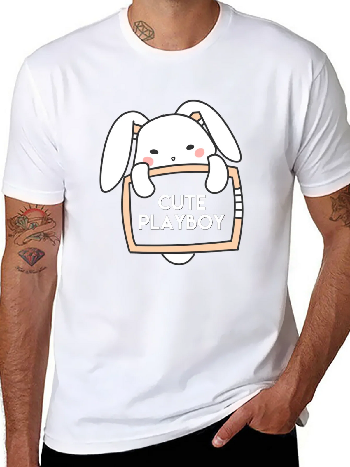 Cute Playboy Bunny Black T-Shirt product image 7