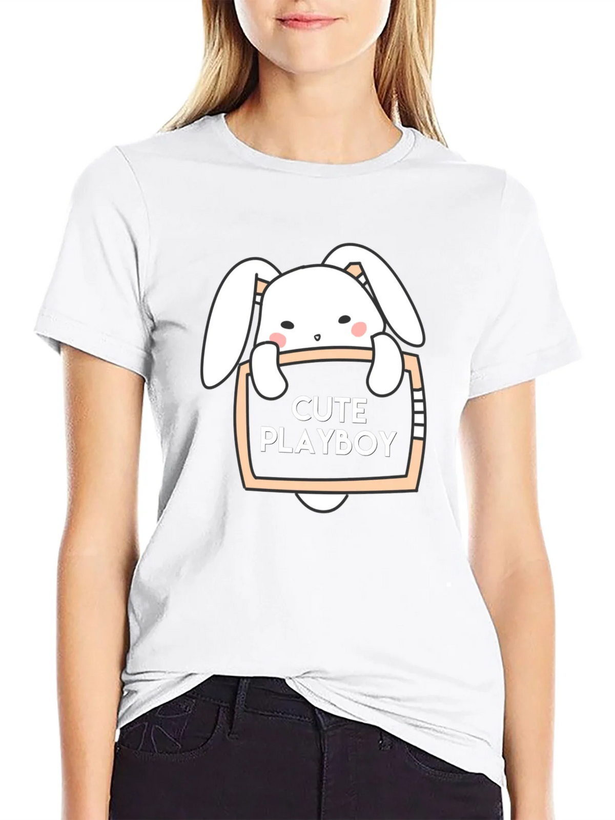 Cute Playboy Bunny Black T-Shirt product image 8