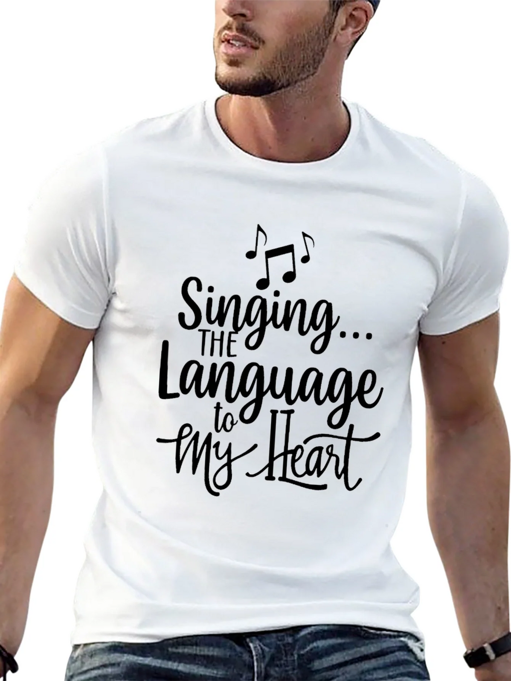 Singing to My Heart Graphic Tee - Black Cotton Casual Shirt product image 12