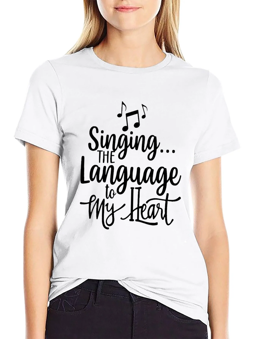 Singing to My Heart Graphic Tee - Black Cotton Casual Shirt product image 8