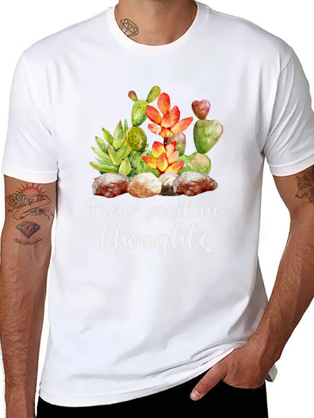 Grow Positive Thoughts Black Graphic Tee product image 7